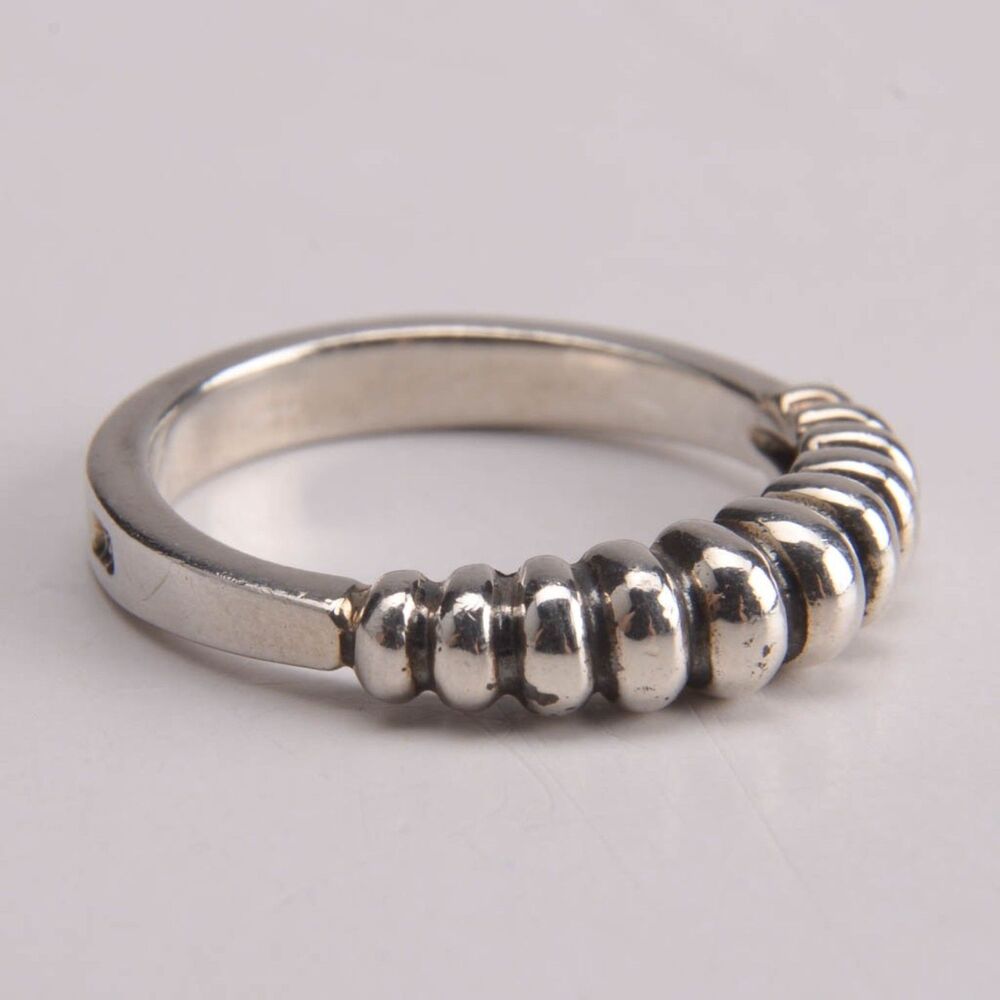 Vintage LAGOS Caviar Sterling Silver Fluted Stacking Ring size 7